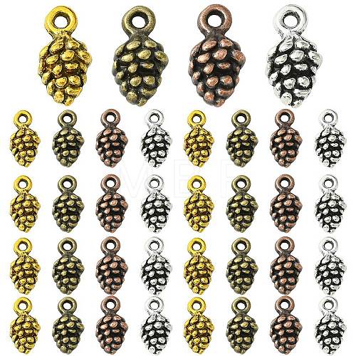 48Pcs 4 Colors Tibetan Style Alloy Pendants TIBEP-YW0001-80-1