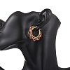 3 Pairs Brass Natural Gemstone Hoop Earrings EJEW-TA00782-5