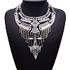 Alloy Crystal Rhinestone Teardrop Trible Floral Chunky Bib Necklaces for Women FS-WGFFCE0-01-1