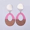 Resin & Wood Dangle Earrings EJEW-JE03023-01-1