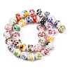 Mixed Styles Floral Printed Porcelain Beads Strands PORC-M004-02M-3