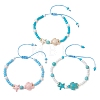 3Pcs 3 Colors Adjustable Synthetic Turquoise Braided Bead Bracelets BJEW-MZ00326-2