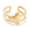 304 Stainless Steel Heart Open Cuff Rings for Women RJEW-K273-11G-2