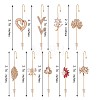 9Pcs 9 Style Flower & Tree & Leaf & Initial Letter V & Bowknot Cubic Zirconia Stud Earrings JX189A-2