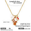 304 Stainless Steel Enamel & Rhinestone & Resin Christmas Pendant Necklaces for Women FS-WG85DFF-03-1
