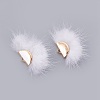 Faux Mink Fur Semi Circle Pendants WOVE-F021-02G-09-1-2