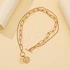 Alloy Star Compass Pendant 2-Strand Chain Necklaces with OT Clasps for Women WGF2DEA-01-3
