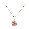 Natural Scallop Shell Pendant 304 Stainless Steel Satellite Chain Necklaces with Natural Pearl NJEW-JN06547-2