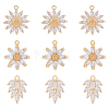 9Pcs 3 Style Brass Micro Pave Cubic Zirconia Pendants KK-DC0002-70-1