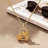 304 Stainless Steel Micro Pave Clear Cubic Zirconia Heart with Flower Bird Pendant Necklaces for Women WG05DAA-01-2