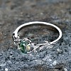 Oval & Leaf 925 Sterling Silver with Moss Agate Finger Rings FS-WGF1EFD-02-3