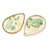 Brass & Transparent Epoxy Resin & Dried Flower Pendants RESI-G133-02G-05-2