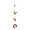 Electroplate Sea Shell & 304 Stainless Steel Pendants Starfish Shell Hanging Suncatchers HJEW-JM04565-2