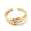 Brass Micro Pave Cubic Zirconia Solitaire Ring RJEW-P084-04G-2