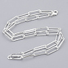 Brass Flat Oval Paperclip Chain Necklace Making MAK-S072-07A-S-2