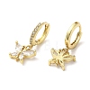 Rack Plating Brass Butterfly Dangle Stud Earrings with Cubic Zirconia EJEW-D061-59G-2