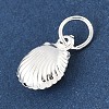 Fine Silver Sterling Silver Hollow Shell Shaped Charms with Jump Rings STER-R013-02S-2