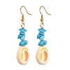 Natural Cowrie Shell Beads Dangle Earrings EJEW-JE04642-2