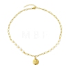 304 Stainless Steel Angel Coin Pendant Paperclip Chain & Potato Natural Pearl Beaded Necklaces for Women NJEW-JN06053-2