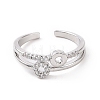 Clear Cubic Zirconia Circle Ring Open Cuff Ring RJEW-E072-19P-2