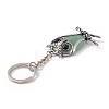 Owl Natural Green Aventurine Pendant Keychain KEYC-G056-01AS-03-4