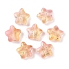 Transparent Spray Painted Frosted Glass Beads GLAA-NH0003-01B-1