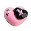 Black & Pink Opaque Resin Cabochons CRES-P026-A04-1