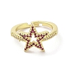 Brass Pave Cubic Zirconia Adjustable Rings RJEW-M170-24G-2