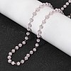 304 Stainless Steel with Glass Faceted Rondelle Bead Handmade Link Chain Birth Stone Necklaces for Women NJEW-G195-01G-04-3
