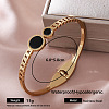 304 Stainless Steel Black Enamel Hinged Cuff Bangles for Women FK7426-1-1