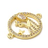 Rack Plating Brass Micro Pave Clear Cubic Zirconia Connector Charms KK-K377-23G-2