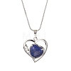 Heart Shaped & Hollow Out Natural Gemstone Pendant Necklaces NJEW-JN04594-4