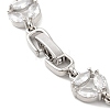 Clear Cubic Zirconia Flat Round Link Chain Bracelet BJEW-M296-06P-4