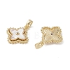 Brass & Shell & Clear Cubic Zirconia Pendants KK-G497-12G-2