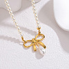 Faux Pearl Teardrop & 304 Stainle Steel Pendant Beaded Necklaces for Women WGF56ED-04-1