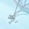 Alloy Crystal Rhinestone Heart Key Lock Pendant 304 Staniless Steel Rolo Chain Paperclip Chain Necklaces for Women NJEW-JN05620-2