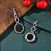 Hexagon Natural Obsidian Dangle Earrings EJEW-K298-01P-08-2