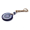 Flat Round with Evil Eye Lampwork Pendant Decoration HJEW-Z005-01B-2