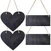 CRASPIRE 4Pcs 2 Style Heart & Rectangle Wooden Hanging Plate HJEW-CP0001-01-1
