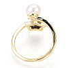 Natural Pearl Finger Open Cuff  Ring with Black Shell PEAR-N022-C02-3