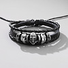 Cowhide & PU Leather Braided Triple Layer Multi-strand Bracelet LS-PW-WG64555-01-1