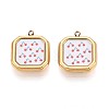 Printed Style 304 Stainless Steel Square with Flower Pendants STAS-T071-24C-G-1