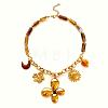 316L Surgical Stainless Steel & Resin Flower Moon Sun Pendant Bib Necklaces for Women WG4E0E9-01-1