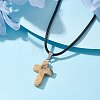 Natural Crazy Agate Cross Pendant Necklaces NJEW-JN04624-03-2