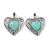 Synthetic Turquoise Peach Love Heart Pendants G-G158-01U-1