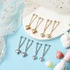 Heart with Chain Charm Brass Earrings EJEW-JE06115-2