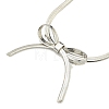 Non-Tarnish 304 Stainless Steel Flat Snake Chain Bowknot Pendant Necklaces NJEW-Z041-07P-2