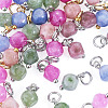 30Pcs 3 Styles Natural Colorful Tourmaline Dice Charms PALLOY-TA00370-2