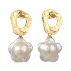 Brass Natural Keshi Pearl Stud Dangle Earrings EJEW-JE07093-3