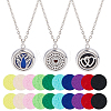 3Pcs 3 Styles Stainless Steel Hollow Essential Oil Diffuser Locket Pendant Necklaces NJEW-HS0001-26C-1